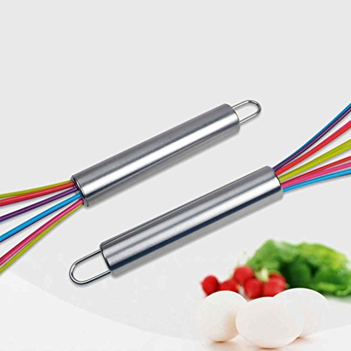 Rekkles De Mano de Acero Inoxidable Mango 5 Hilos de Silicona Huevos batidor de Cocina Mezclador batidor de Huevo