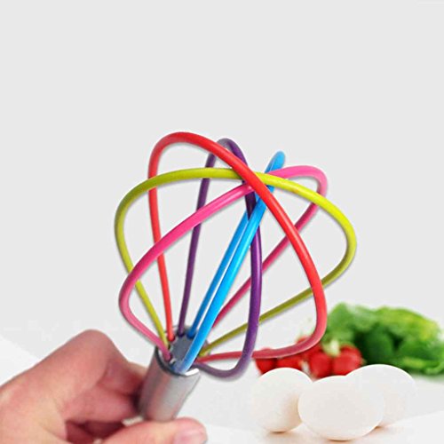 Rekkles De Mano de Acero Inoxidable Mango 5 Hilos de Silicona Huevos batidor de Cocina Mezclador batidor de Huevo