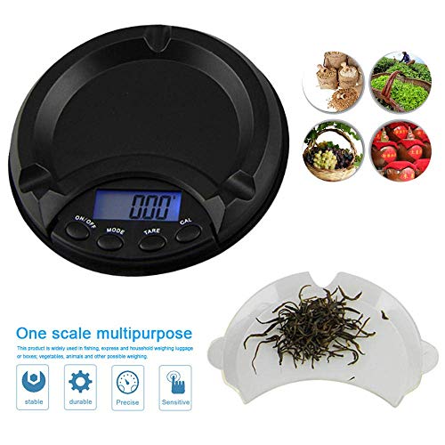 Relaxbx Mini báscula multipropósito 0.01G Báscula Digital de Bolsillo de Alta precisión Joyas Gold Balance Weight gram LCD Ponderación Balanzas electrónicas Cenicero Shape-_100G_0.01G