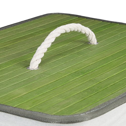 Relaxdays Cesto Ropa Sucia Plegable, Cubo Colada Rectangular con Tapa, Bambú, 83 L, 65,5 x 43,5 x 33,5 cm, Verde