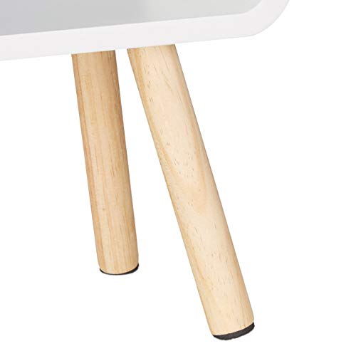 Relaxdays Estantería Cubo 2 Cajones Patas, Madera, Blanco, 46x37x30 cm
