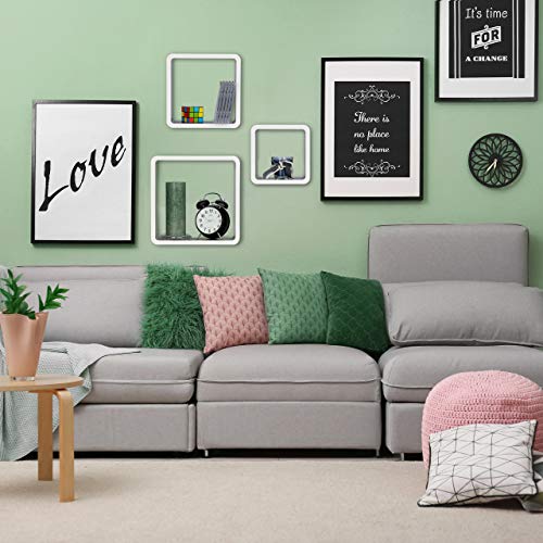 Relaxdays Estantes de Pared en Forma de Cubo, Madera MDF, Blanco, 10x30x30 cm, 3 Unidades