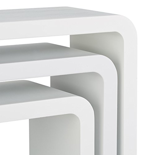 Relaxdays Estantes de Pared en Forma de Cubo, Madera MDF, Blanco, 10x30x30 cm, 3 Unidades