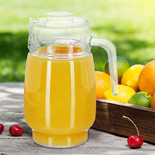 Relaxdays Jarra de cristal con tapa, Mango ergonómico, Apto para lavavajillas, 1,3 L, Transparente