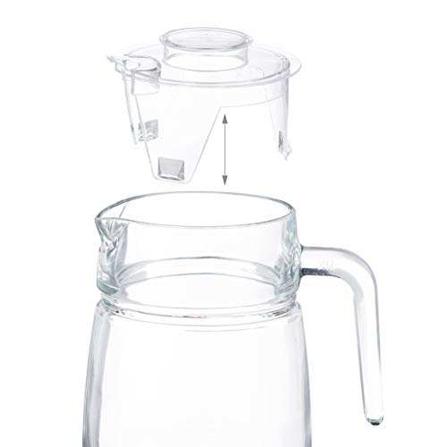 Relaxdays Jarra de cristal con tapa, Mango ergonómico, Apto para lavavajillas, 1,3 L, Transparente