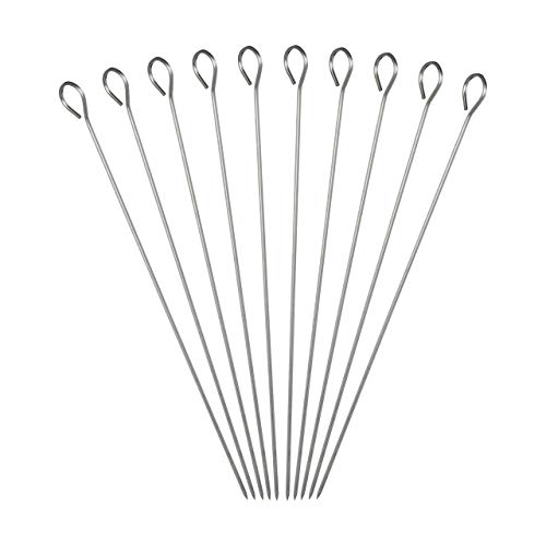 Relaxdays Juego Pinchos Barbacoa Largos, Acero Inoxidable, Plateado, 30 cm