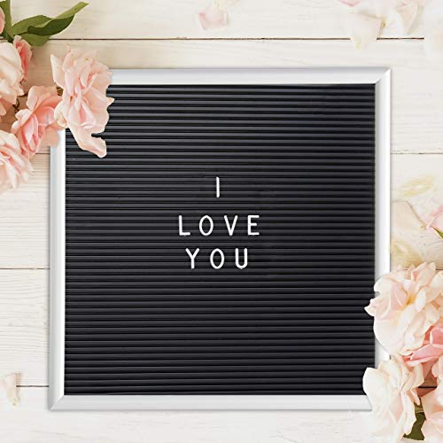 Relaxdays Letter Board con Marco de Madera, Pizarra 145 Letras, Números y Símbolos, PP-Madera, 30x30, Blanco