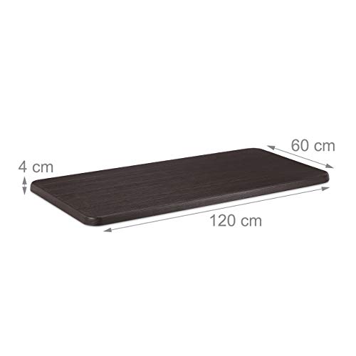 Relaxdays, Marrón, Mesa Plegable Jardín y Terraza con Forma Rectangular, Plástico y Metal, 74 x 120 x 60 cm