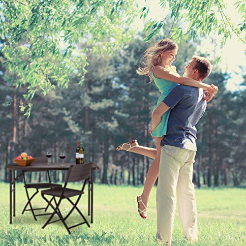 Relaxdays, Marrón, Mesa Plegable Jardín y Terraza con Forma Rectangular, Plástico y Metal, 74 x 120 x 60 cm