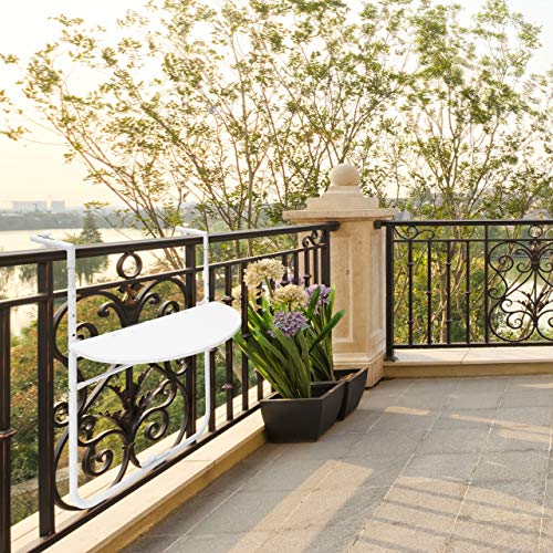 Relaxdays Mesa Colgante de Balcon Plegable Bastian, 84 x 60 x 63 cm, Altura Ajustable, Café, Marrón, 1 Ud