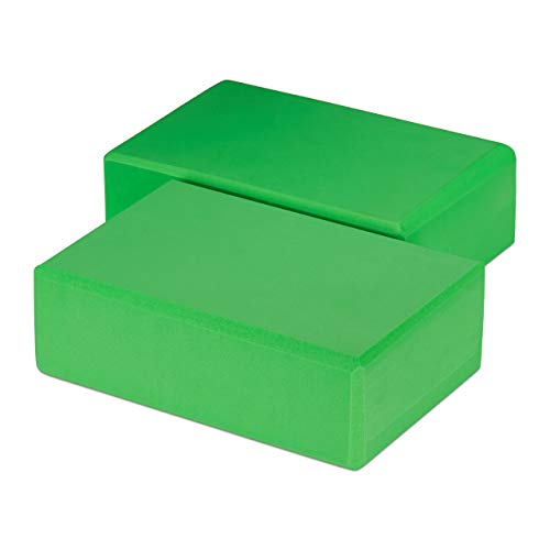 Relaxdays Pack de 2 Bloques de Yoga, Adultos Unisex, Verde, 8 x 23 x 15 cm