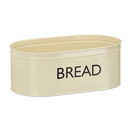 Relaxdays Panera Vintage con Tapa, Metal, Beige, 14 x 36 x 20 cm