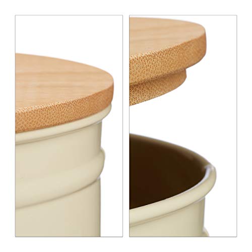 Relaxdays Panera Vintage con Tapa, Metal, Beige, 14 x 36 x 20 cm