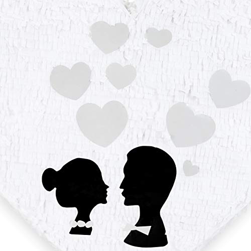 Relaxdays Piñata Boda de Corazón, Papel, Blanco, 45 x 50 x 10 cm, Color, Pinata einzeln (10025186)