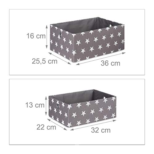 Relaxdays Set de 4 Cajas de almacenaje, Organizadores, Apilables, Sin Tapa, Gris, 16 x 25,5 x 36 cm