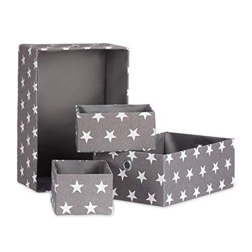 Relaxdays Set de 4 Cajas de almacenaje, Organizadores, Apilables, Sin Tapa, Gris, 16 x 25,5 x 36 cm