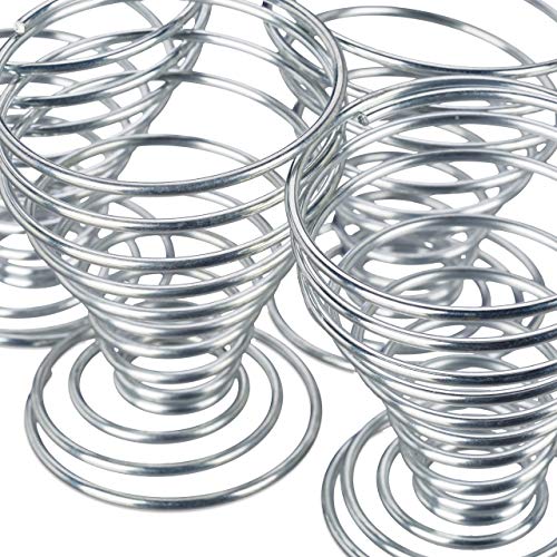 Relaxdays Set de Seis hueveras, Metal, Espiral, Plateado, 4,9 cm, Hierro