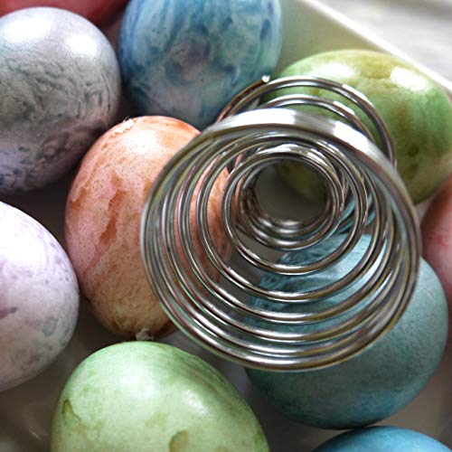 Relaxdays Set de Seis hueveras, Metal, Espiral, Plateado, 4,9 cm, Hierro