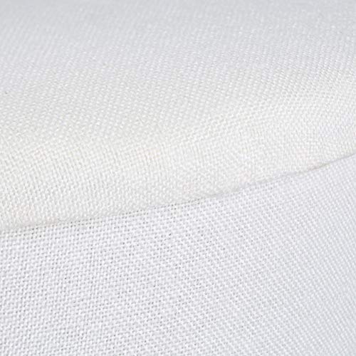 Relaxdays Taburete Bajo Redondo de Almacenaje con Tapa, Madera, DM y Poliéster, Blanco, 36 x 31,5 x 31,5 cm