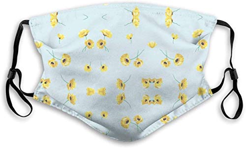 Relleno de polvo Paño facial para mujeres Campo de flores silvestres Boca fría cálida Orejeras reemplazables para correr Doble protección