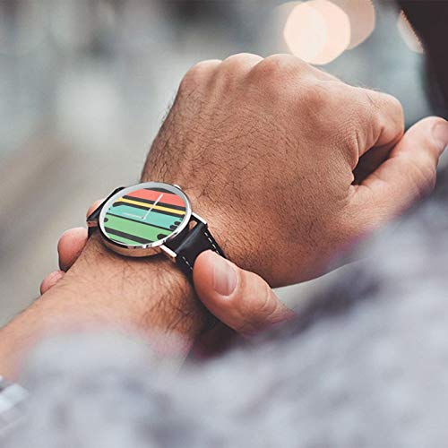 Reloj clásico, estilo vintage Tokyo Cityscape negro correa de cuero muñeca Casual relojes