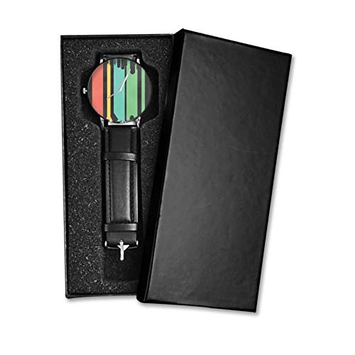 Reloj clásico, estilo vintage Tokyo Cityscape negro correa de cuero muñeca Casual relojes