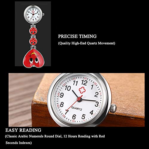 Reloj de Bolsillo para Enfermera, Cara Sonriente, Forma de Corazón, Analógico, de Cuarzo y Portátil, Regalo para Doctor Mujer Niña, Regalo de San Valentín, Avaner