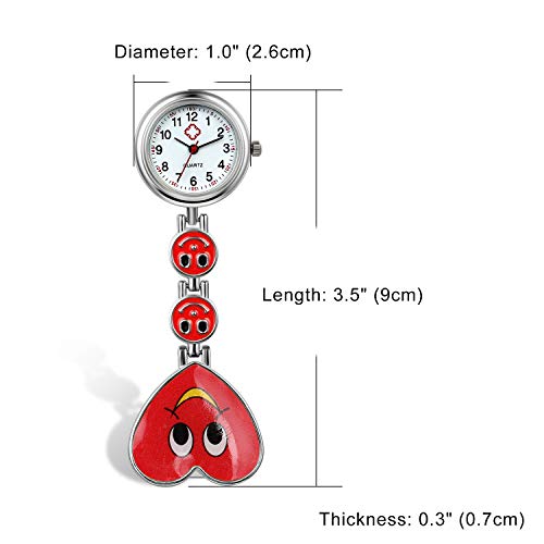 Reloj de Bolsillo para Enfermera, Cara Sonriente, Forma de Corazón, Analógico, de Cuarzo y Portátil, Regalo para Doctor Mujer Niña, Regalo de San Valentín, Avaner