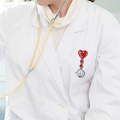 Reloj de Bolsillo para Enfermera, Cara Sonriente, Forma de Corazón, Analógico, de Cuarzo y Portátil, Regalo para Doctor Mujer Niña, Regalo de San Valentín, Avaner