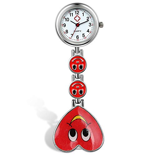 Reloj de Bolsillo para Enfermera, Cara Sonriente, Forma de Corazón, Analógico, de Cuarzo y Portátil, Regalo para Doctor Mujer Niña, Regalo de San Valentín, Avaner