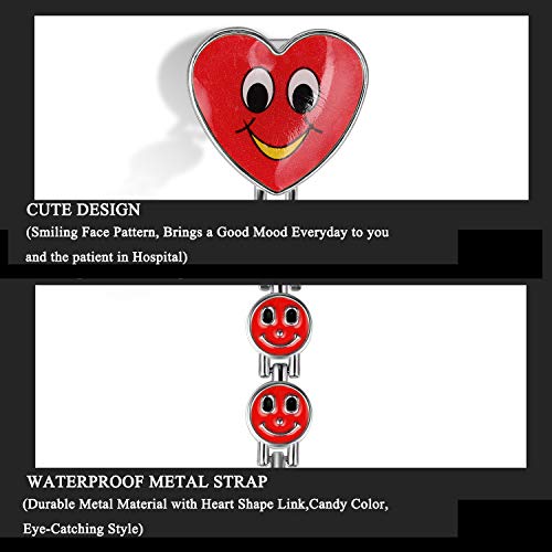 Reloj de Bolsillo para Enfermera, Cara Sonriente, Forma de Corazón, Analógico, de Cuarzo y Portátil, Regalo para Doctor Mujer Niña, Regalo de San Valentín, Avaner