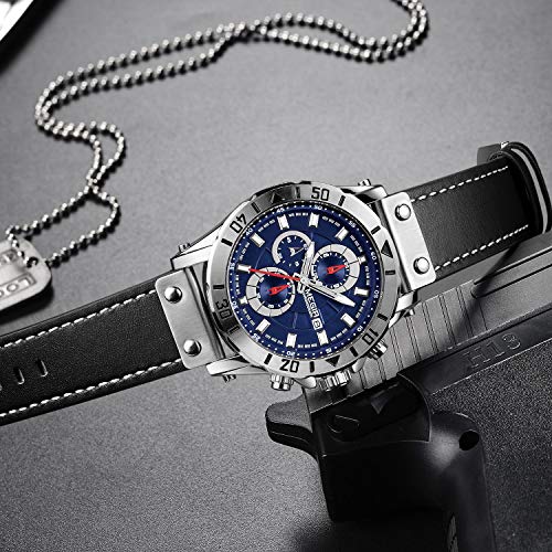 Reloj de Cuarzo para Hombre con Esfera Azul y Correa de Piel M2081