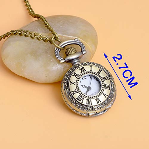 Reloj de la vendimia del reloj de bolsillo clásico 1PC números romanos escala de bolsillo del cuarzo con la cadena de retro reloj de regalo collar para los hombres y de las mujeres (números romanos)