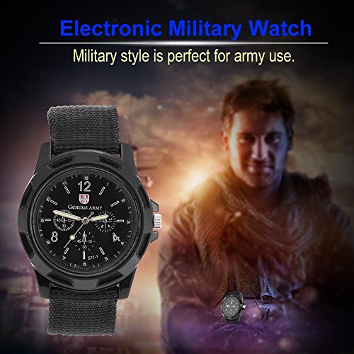 Reloj de pulsera digital electrónico para hombre Reloj de pulsera resistente para mujer de moda de nylon Relojes de pulsera de moda de moda masculina(Black)