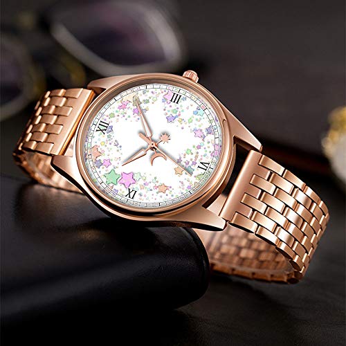 Reloj de Pulsera Minimalista de Cuarzo con diseño artístico, Ultra Fino, Resistente al Agua, 276.Star, Marco, Purpurina, Confeti