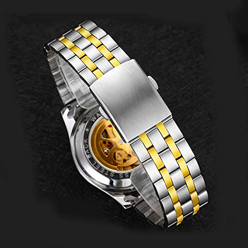 Reloj mecánico automático Hombre, Resistente al Agua, Reloj de Pulsera de Cuerda automática, 260. Esfera de Calavera de azúcar, Estilo de Negocios, Regalos (Oro)