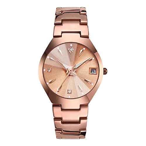 Reloj para Parejas Calendario Impermeable Reloj para Hombres De Negocios Reloj con Banda De Acero para Mujeres Reloj para Estudiantes Tendencia Fideos de Concha de Rosa de Oro Rosa para Mujeres 6#