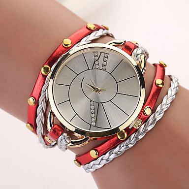 relojes de mujer, Nuevas mujeres calientes se viste relojes pulsera punky retro correa de cuero de cuarzo laminado venta caliente de las mujeres de alta ( Color : Rojo , Talla : Para Mujer-Una Talla )