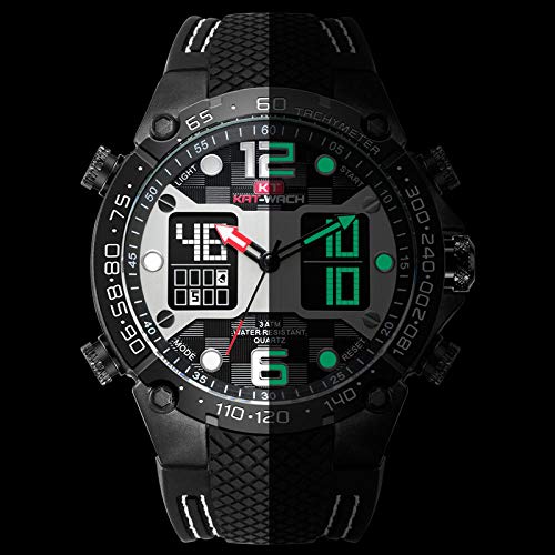 Relojes de Pulsera Reloj De Cuarzo De Silicona Resistente Al Agua Multifuncional Electrónico Deportivo para Hombres Reloj Deportivo para Estudiantes Al Aire Libre-Rojo