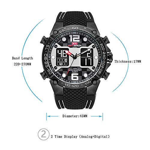 Relojes de Pulsera Reloj De Cuarzo De Silicona Resistente Al Agua Multifuncional Electrónico Deportivo para Hombres Reloj Deportivo para Estudiantes Al Aire Libre-Rojo