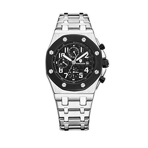 Relojes De Pulsera,Reloj Mecánico Automático_Kimsdun Reloj para Hombre Reloj Automático De Venta Al por Mayor De Tres Ojos Superficie Negra Plateada