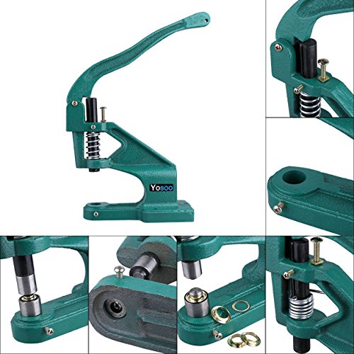 Remachadora profesional con 3 troqueles y 900 ojales de 6, 10 y 12 mm - Para artesanía, decoración, costuras, cortinas, ropa, etc