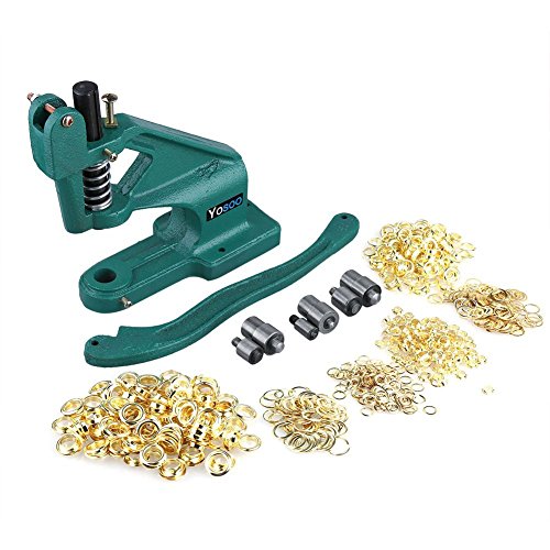 Remachadora profesional con 3 troqueles y 900 ojales de 6, 10 y 12 mm - Para artesanía, decoración, costuras, cortinas, ropa, etc