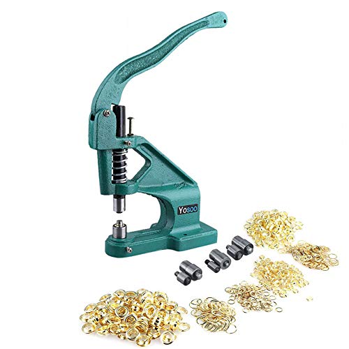 Remachadora profesional con 3 troqueles y 900 ojales de 6, 10 y 12 mm - Para artesanía, decoración, costuras, cortinas, ropa, etc
