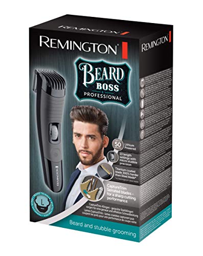 Remington Bear Boss MB4130 Barbero, Cuchillas Titanio, Recargable, Litio, 13 Ajustes, Negro y Gris