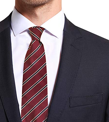 Remo Sartori - Corbata larga XL de seda a rayas regional, longitud de 155 cm a 175 cm, fabricada en Italia, para hombre burdeos longitud 165 cm