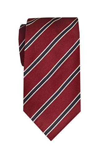 Remo Sartori - Corbata larga XL de seda a rayas regional, longitud de 155 cm a 175 cm, fabricada en Italia, para hombre burdeos longitud 165 cm