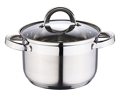 Renberg Inducción Acero Inoxidable Olla Cazo Olla para Gulash Olla Olla ollas (tamaño Aprox.: diámetro 20 cm, Altura 12,5 cm + Incluye Tapa)
