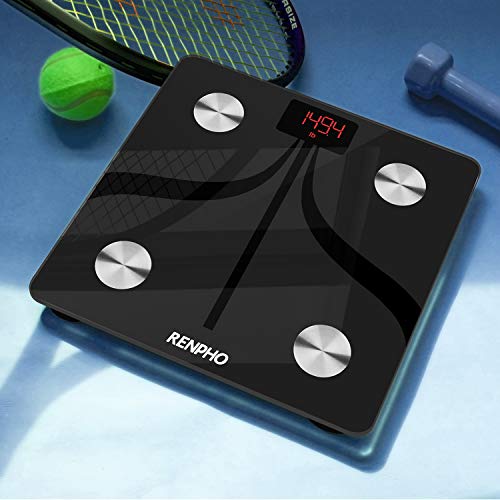 RENPHO Báscula de Grasa Corporal Inteligente Bluetooth Recargable por USB Báscula para Baño Digital con Aplicación Inalámbrica Monitor de Composición Corporal para Peso Corporal