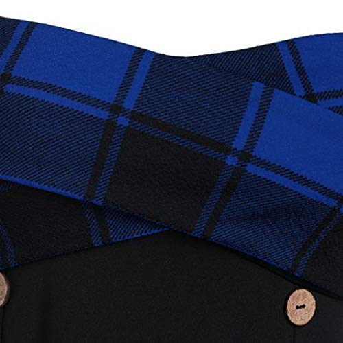 Reooly Vestido de Halloween, Camisa Larga de Gran tamaño para Mujer Blusas de Dos Tonos Cuello Alto Camiseta de Corbata Alta Falda Larga 4 Colores